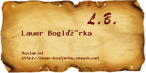Lauer Boglárka névjegykártya
